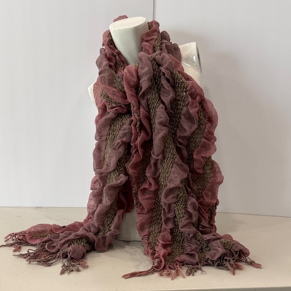 Ruffled Pink and Gray Scarf from Victorian trading Company